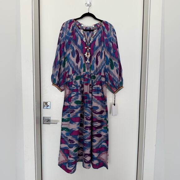 NWT NEW Alix of Bohemia Celeste Oasis Ikat Maxi Dress - Picture 4 of 9